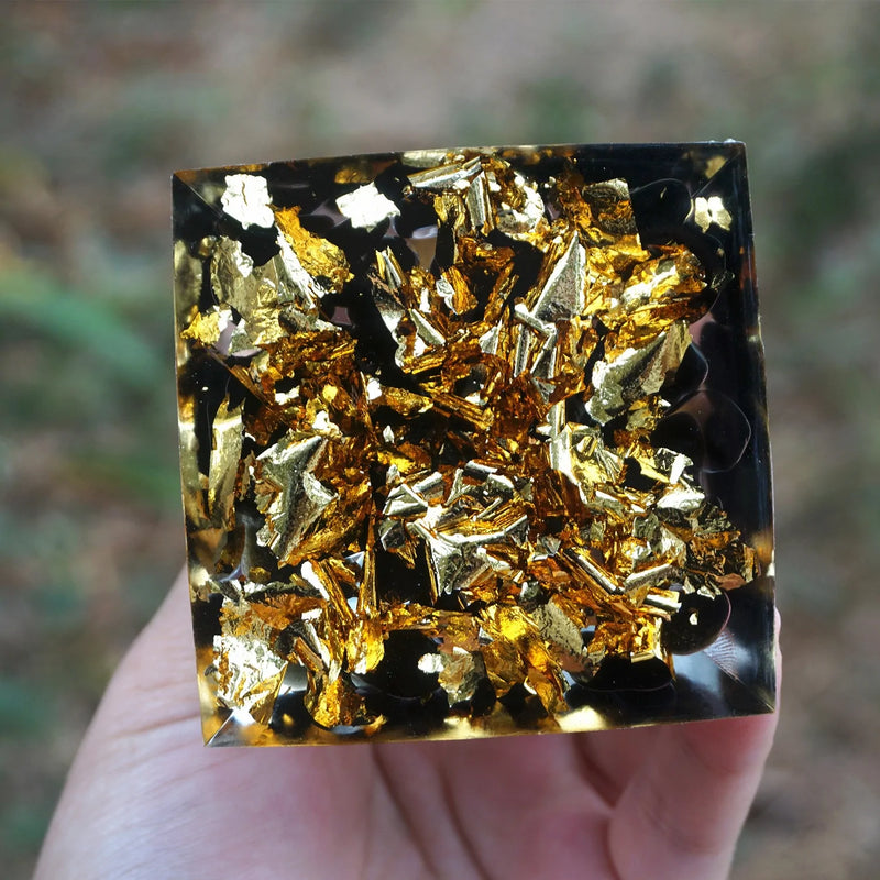 Handmade 60mm Tiger Eye & Obsidian Orgonite Pyramid: Reiki Healing & Chakra Meditation - Omlinea  