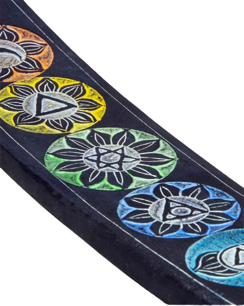 Seven Chakra Soapstone Incense Burner - 10" Length | Handcrafted Chakra Engraved Incense Holder