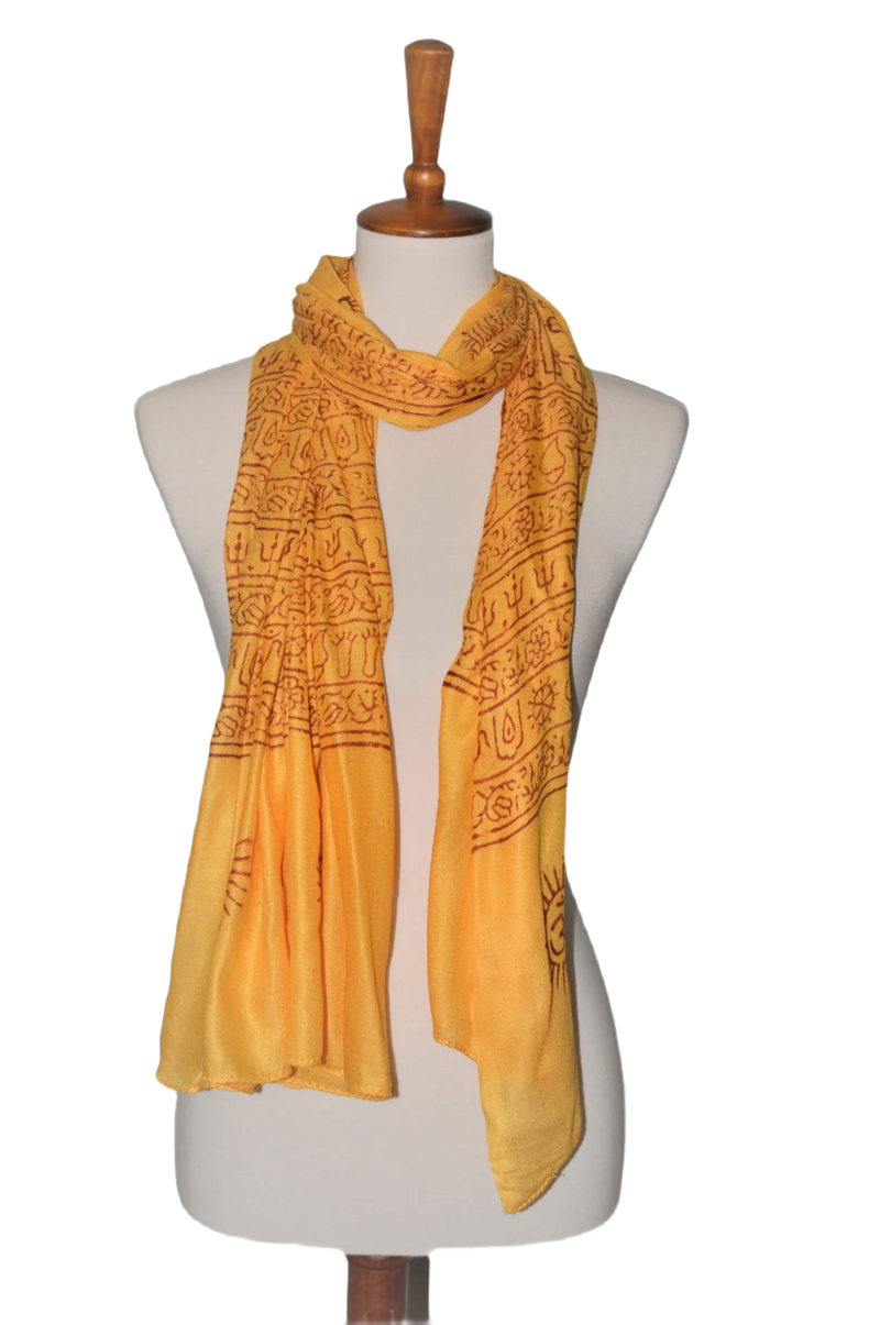 Divine OM Ganesha Meditation Shawl - Luxurious Viscose, Large 74" x 36" - Perfect for Meditation & Sacred Spaces