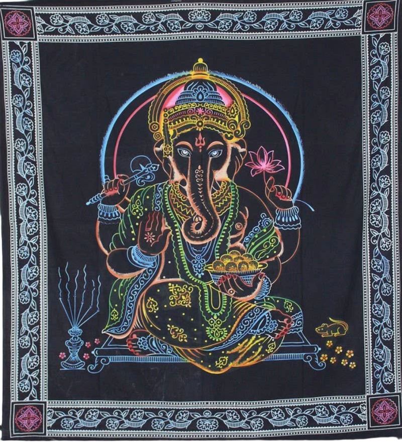 Vibrant Ganesha Wall Décor Art Hanging - 100% Cotton, Eco-Friendly, Multi-Use Tapestry, Brighten Any Room Instantly!