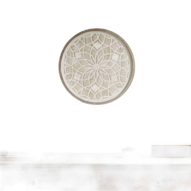 Rustic Two-Tone Round Medallion Wall Decor - Boho Chic Design, Lightweight and Easy to Hang