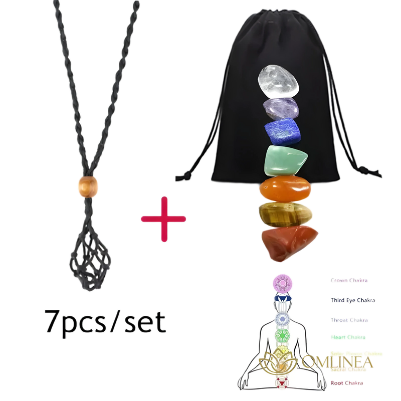 7 Chakra Set Natural Stones Reiki Healing Crystals Necklace